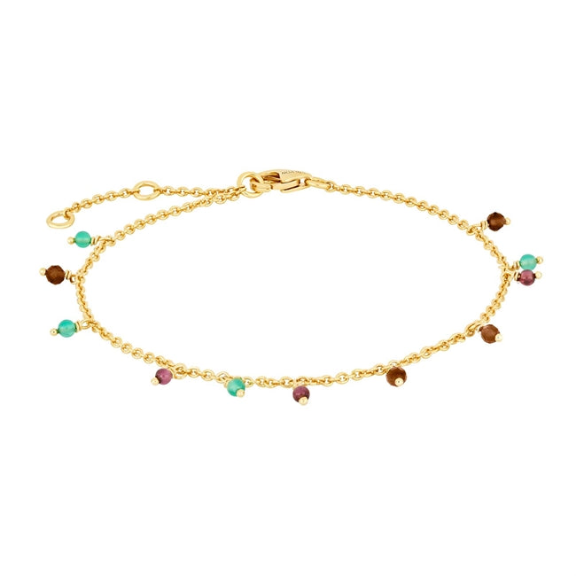 ENJOY52 armbånd fra Nordahl Jewellery i 18 karat forgyldt sterlingsølv med farvede sten, 20 cm.